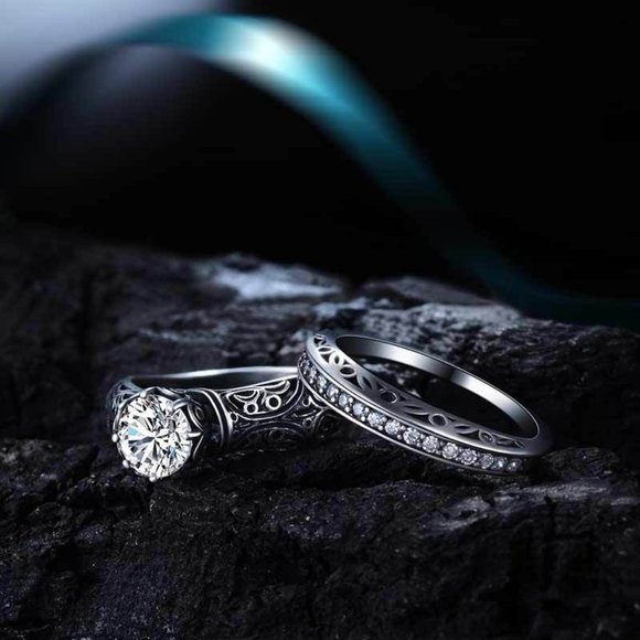 💝 Trendy Gems Macro Pave Pattern Cubic Carved Vintage Ring for WomenEVGG1415 - Picture 2 of 4